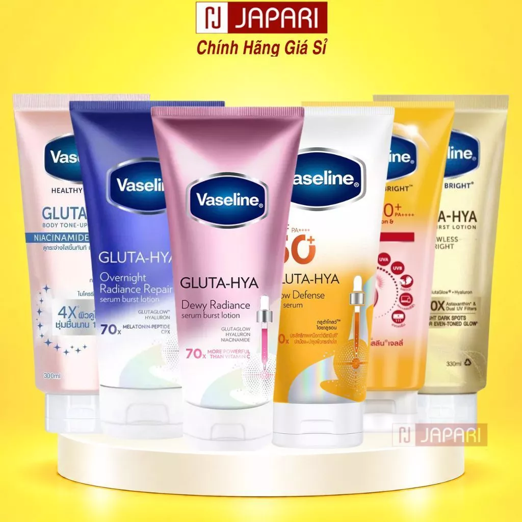 Sữa dưỡng thể Vaseline Trắng Da 4X, Dưỡng Ẩm 10x Chống Nắng - Serum Vasaline Dưỡng Thể Body Toàn Thân Gluta Hya JAPARI