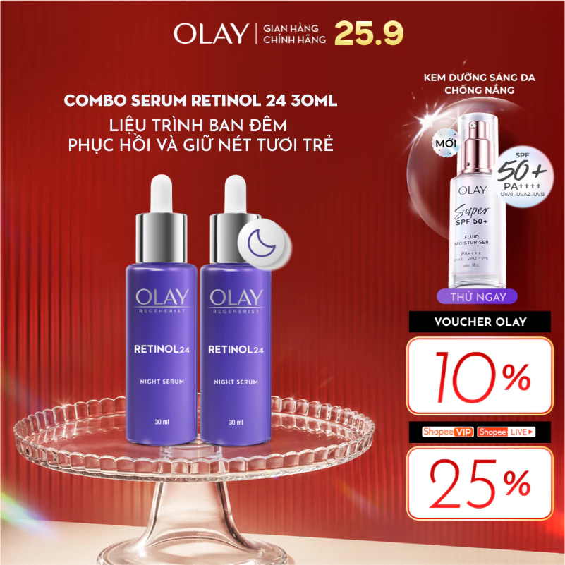 Combo 2: Serum OLAY RETINOL24 Giúp Mờ Nếp Nhăn 30ML X2