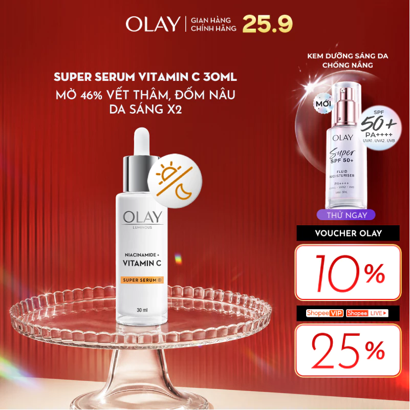 Super Serum OLAY LUMINOUS NIACINAMIDE + VITAMIN C Mờ Vết Thâm, Đốm Nâu, Dưỡng Sáng Da 30ML