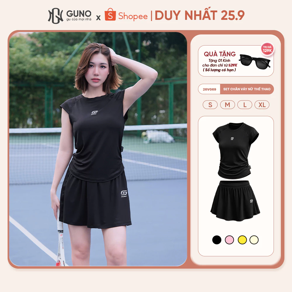 Set Chân Váy Thể Thao Nữ GUNO Áo Sát Nách Phối Chân Váy Có Bảo Hộ Thời Trang Năng Động 26VG69