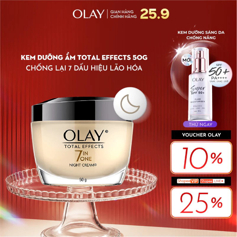 [LS] Kem Dưỡng Ẩm OLAY TOTAL EFFECTS Ban Đêm Phục Hồi & Làm Chậm 7 Dấu Hiệu Lão Hóa 50G