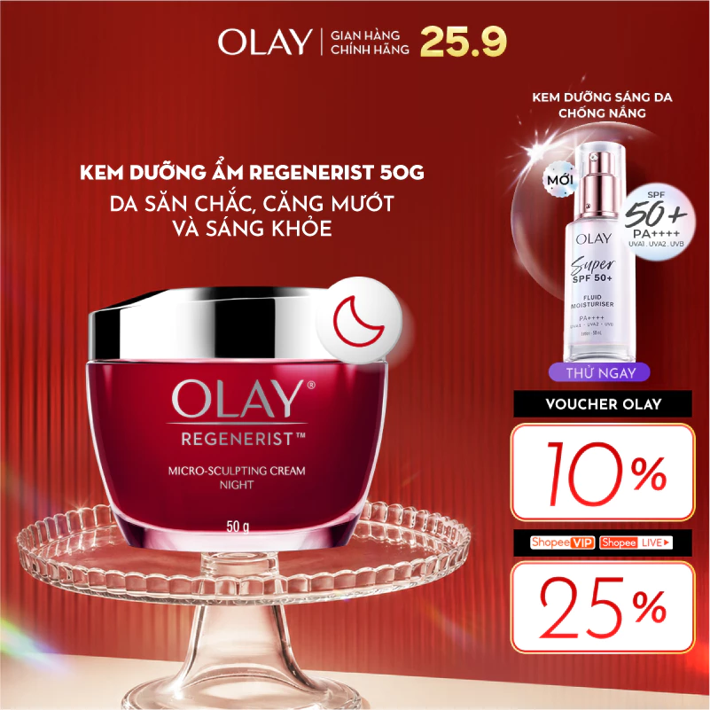 [LS] Kem Dưỡng Ẩm OLAY REGENERIST Ban Đêm Căng Mướt, Sáng Khỏe & Phục Hồi Dấu Hiệu Lão Hóa 50G