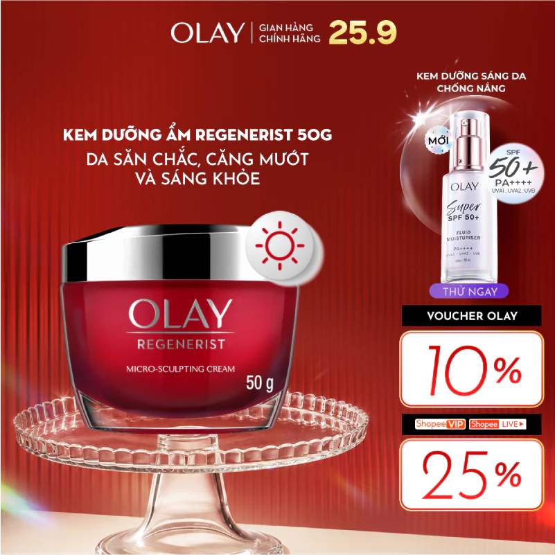 [LS] Kem Dưỡng Ẩm OLAY REGENERIST Ban Ngày Căng Mướt, Sáng Khỏe & Phục Hồi Dấu Hiệu Lão Hóa 50G