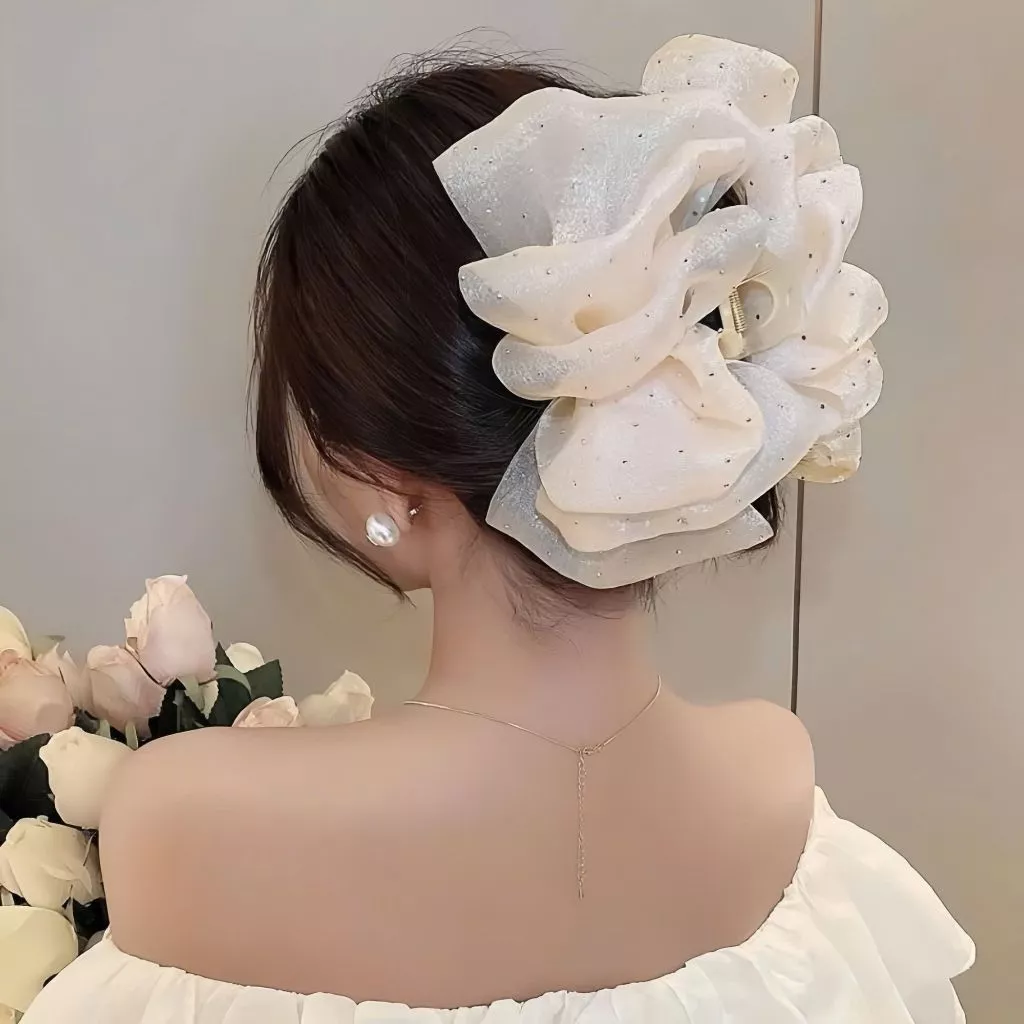 Kẹp Tóc Bản To Đính Đá 2 Mặt Phong Cách Thời Trang Cho Nữ - C876