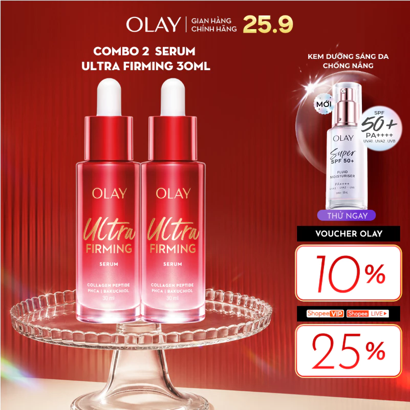 [LS] Combo 2 Serum OLAY Ultra Firming Giúp Da Săn Chắc & Mịn Màng 30MLx2