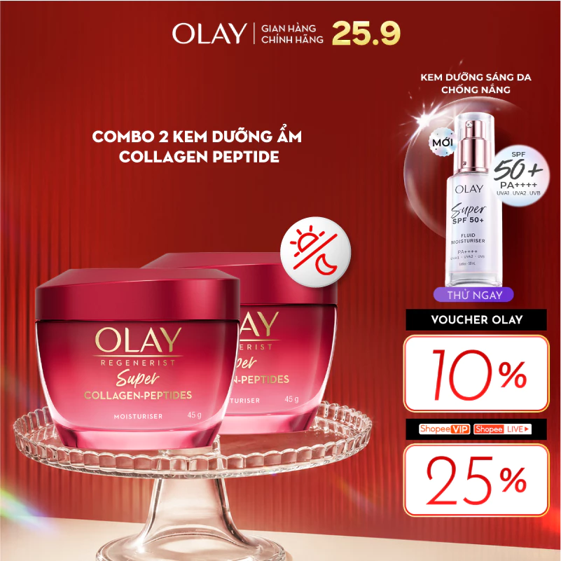 [LS] Combo 2 Kem Dưỡng Ẩm OLAY Super Collagen Peptides Giúp Cải Thiện 5 Dấu Hiệu Lão Hóa Phức Tạp 45Gx2
