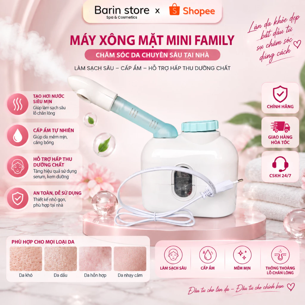 Máy Xông Mặt Nóng, Máy Xông Mini Famiy Dùng Cá Nhân, Spa