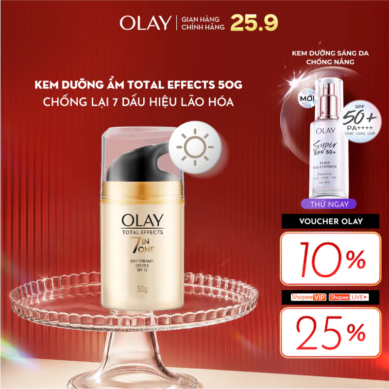 [LS] Kem Dưỡng Ẩm OLAY TOTAL EFFECTS Ban Ngày Phục Hồi & Làm Chậm 7 Dấu Hiệu Lão Hóa SPF 15 50G