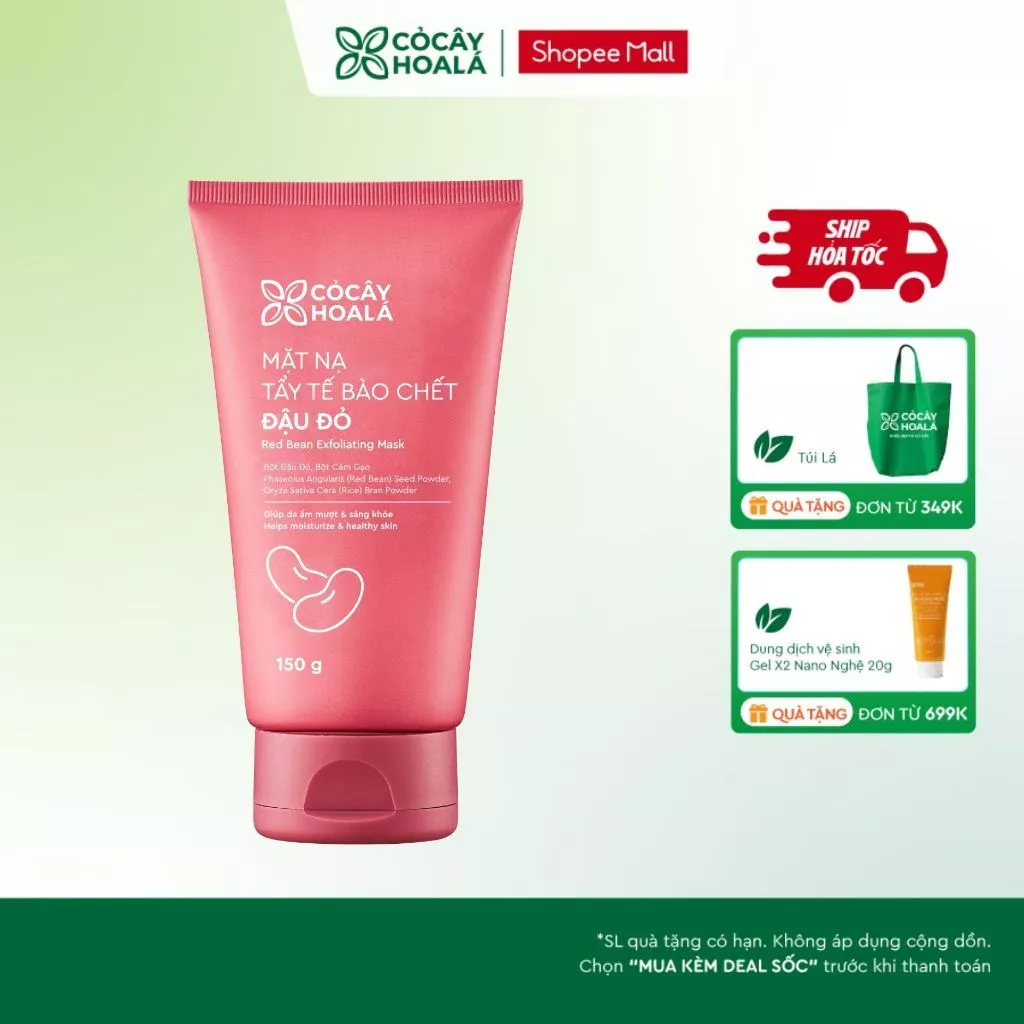 [HỎA TỐC] Tẩy Tế Bào Chết Đậu Đỏ 2in1 Cỏ Cây Hoa Lá 150g