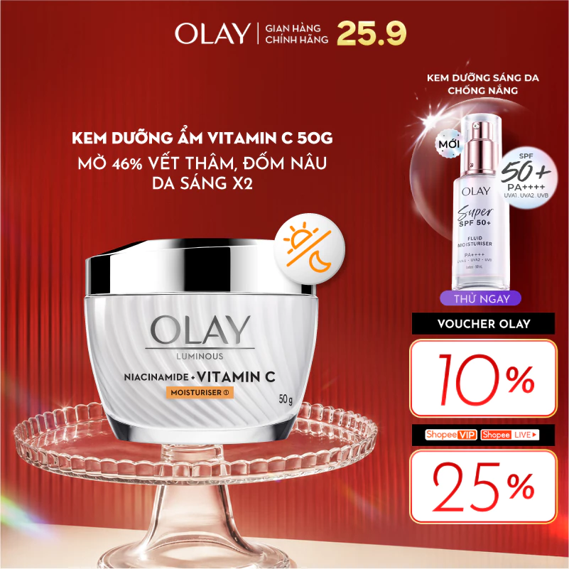 [LS] Kem Dưỡng Ẩm OLAY LUMINOUS NIACINAMIDE + VITAMIN C 50G Mờ Vết Thâm, Đốm Nâu, Dưỡng Sáng Da