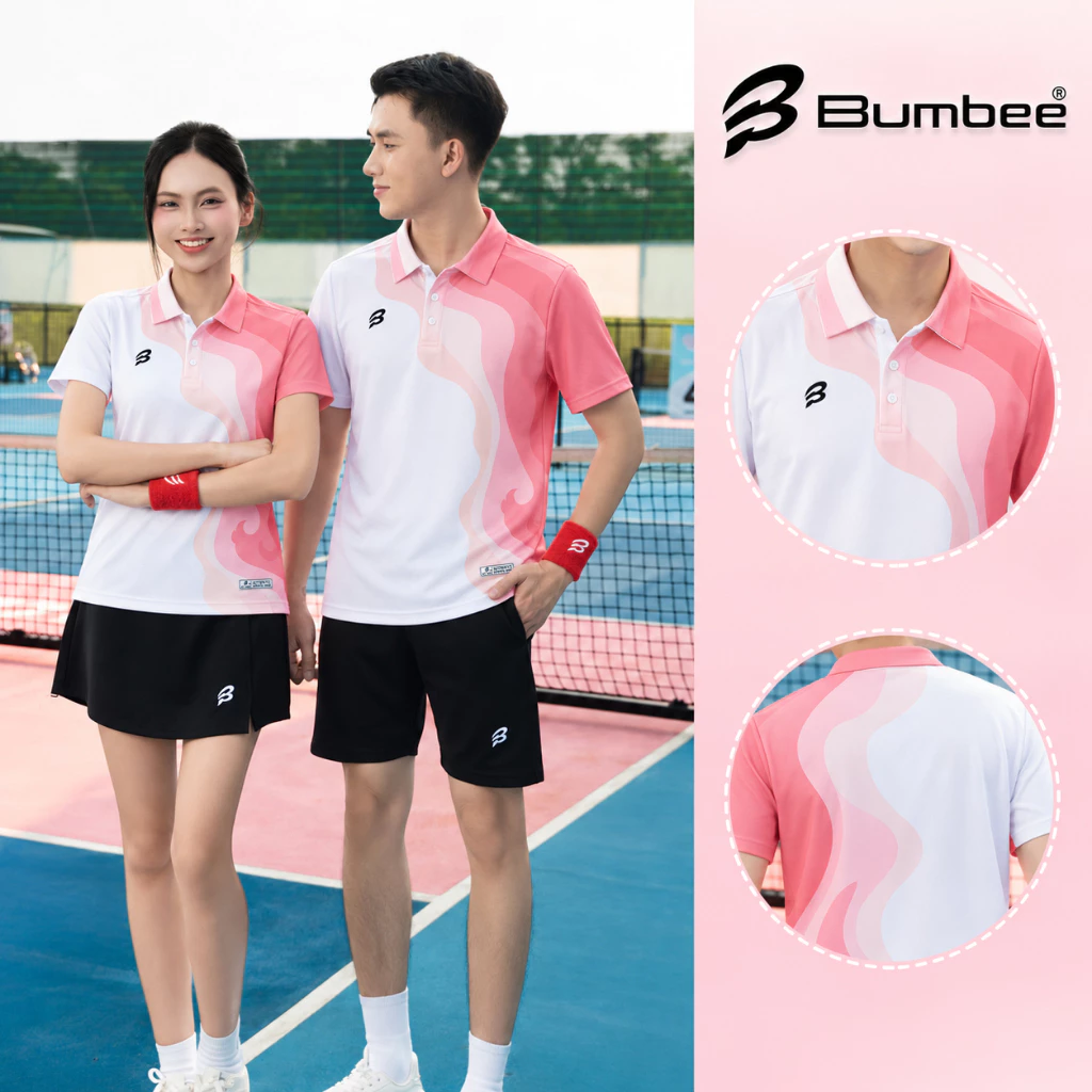 Áo Thể Thao Bumbee Nam Nữ Màu Hồng– Mặc Cầu Lông, Pickleball, Gym – Form Đẹp, Siêu Mát (8810 hồng)