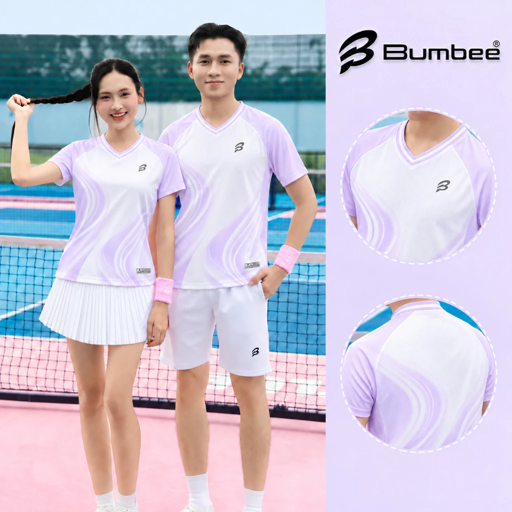 Áo cầu lông nữ Bumbee Premium tím lavender, form chuẩn Hàn Quốc tôn dáng, vải lạnh cao cấp thấm hút vượt trội (2268 tím)