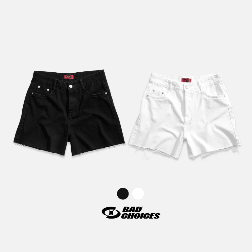 Bad Choices | Quần Short trơn BASIC Kaki Jeans lai thô form ngắn