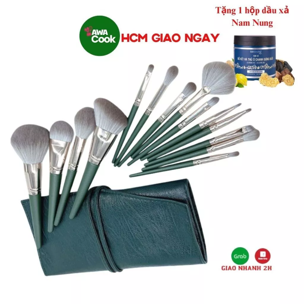 Cọ Trang Điểm Cao Cấp14 Cây, Lông Mềm Ăn Phấn - Kèm Túi Da