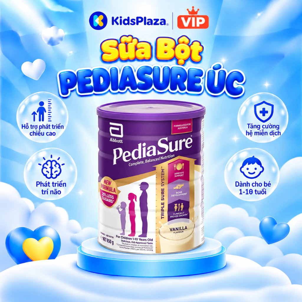 [THÁNG 10/2027] Sữa Pediasure nắp tím 850g vị vani chính hãng cho bé - KidsPlaza