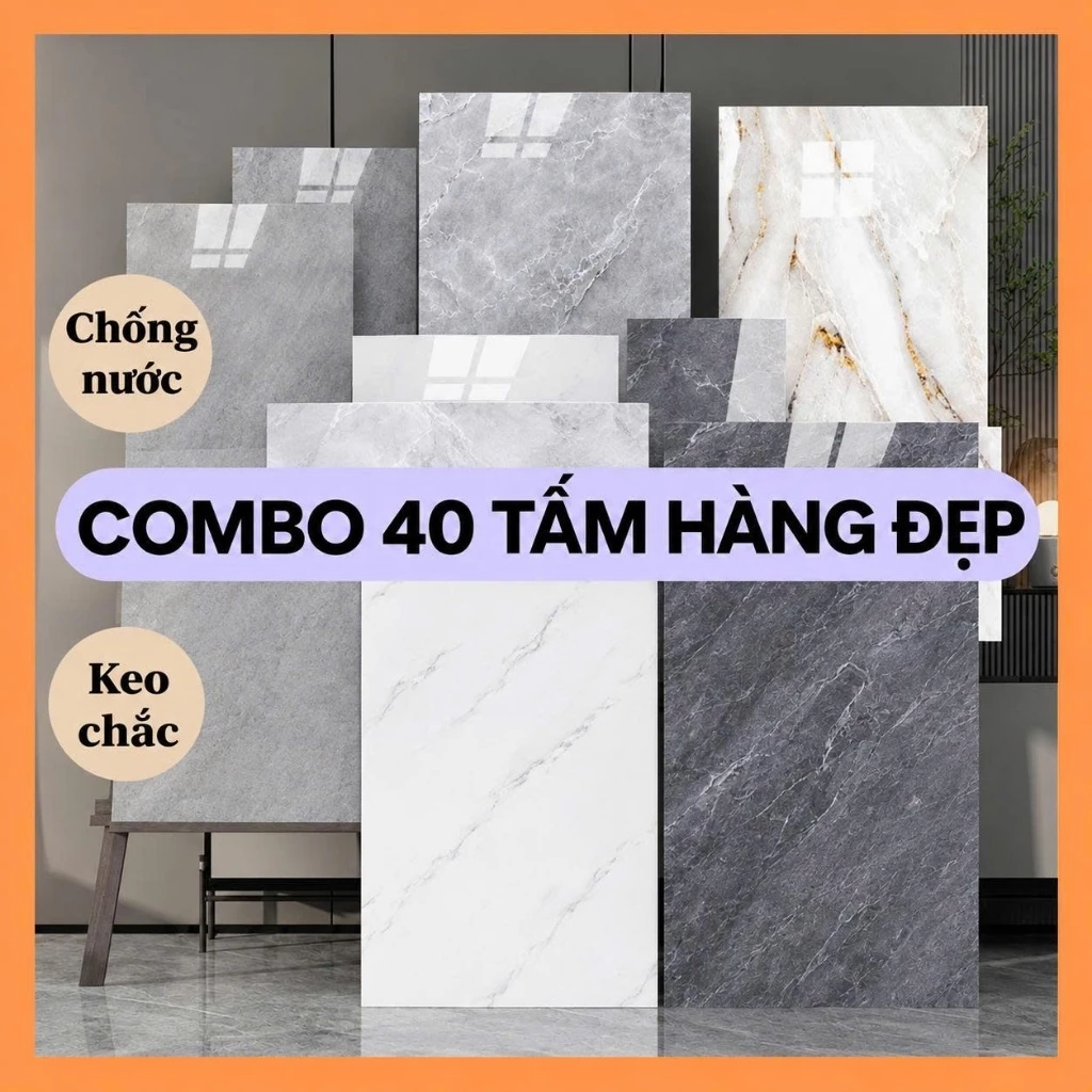 COMBO 40 tấm xốp dán tường PVC giả đá cao cấp hàng đẹp có sẵn keo mặt sau, kích thước 30x60cm.