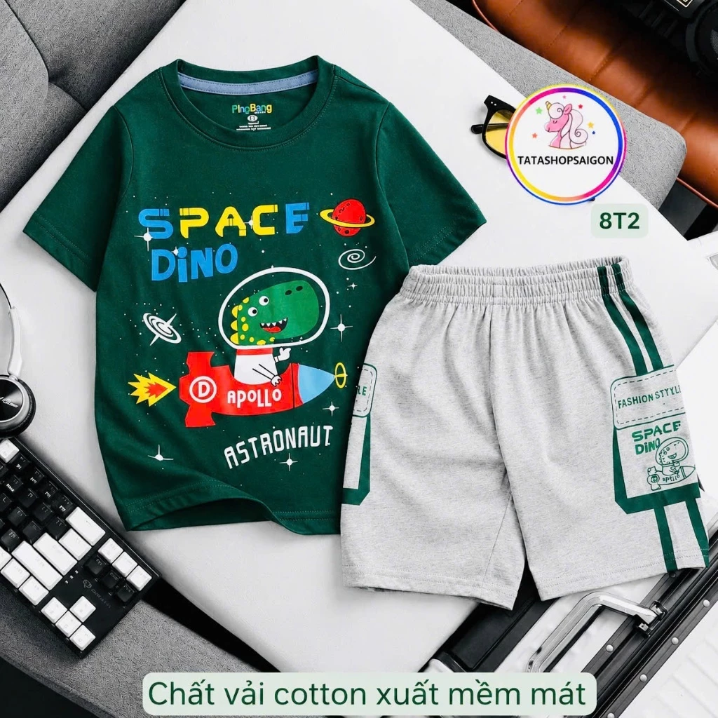 Đồ Bộ Cho Bé Trai 11-40 Kg Cotton Chính Phẩm In Hoạt Hình Hot Trend Mềm Mịn Mát  Set Quần Áo Trẻ Em 1-12 Tuổi 8T