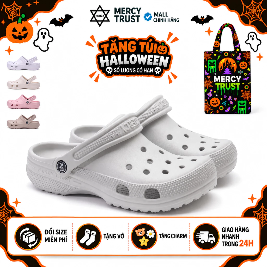 [TẶNG TÚI HALLOWEEN] Kèm Sticker, Vớ - Dép Sục MERCY TRUST BASIC MC21 Chất Liệu EVA Êm Nhẹ Nam Nữ