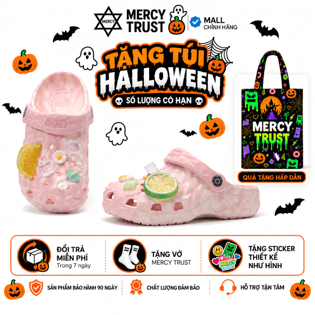 [TẶNG TÚI HALLOWEEN] Kèm Sticker Giống Hình, Vớ - Dép MERCY TRUST Kim Cương MC11 Loang Bigsize 34 35 44 45 EVA ÊM NHẸ