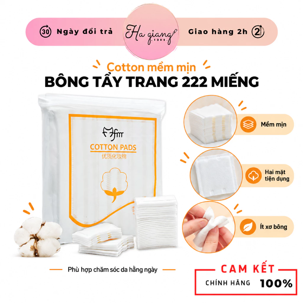 Bông Tẩy Trang Cotton Pads 222 Miếng, Bông Tẩy Trang 3 Lớp Contton Pads (222 miếng)