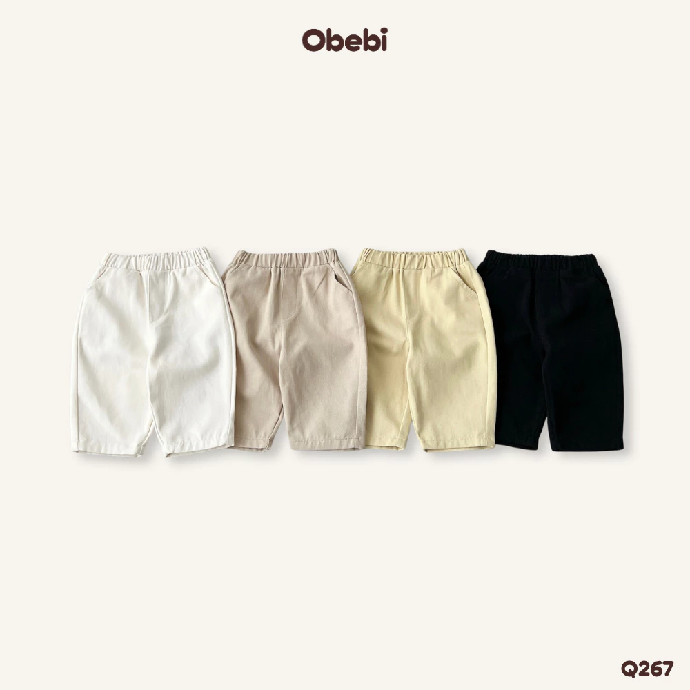 Quần Kaki Basic Quần Dài Đi Học Đi Chơi Xinh Xắn Obebi Cho Bé Trai Bé Gái Từ 6 - 22kg Q267