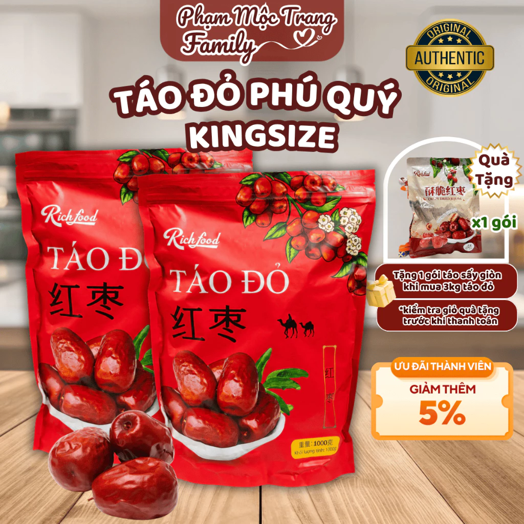 [Combo 3 Túi] Táo đỏ Thiên Sâm giúp ngủ ngon, điều hòa huyết áp táo đỏ Tân Cương chống oxy hóa tốt cho sức khoẻ