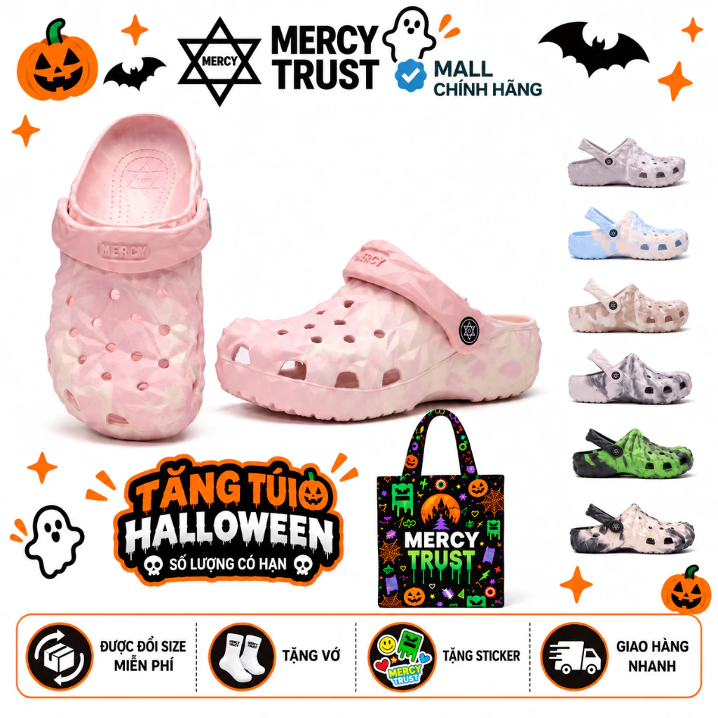 [TẶNG TÚI HALLOWEEN] Kèm Sticker, Vớ Dép Sục MERCY TRUST Kim Cương Marble MC28 Nam Nữ - Chất Liệu Êm Không Trượt