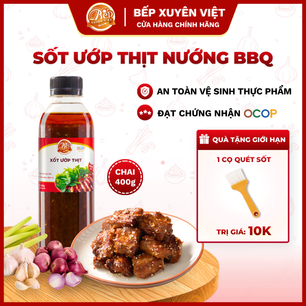 Sốt Ướp Thịt Nướng BBQ 400g Bếp Xuyên Việt - Gia Vị Nước Xốt Ướp Đồ Nướng Cho Heo Bò Gà Cá Hải Sản, Gói Tiện Lợi