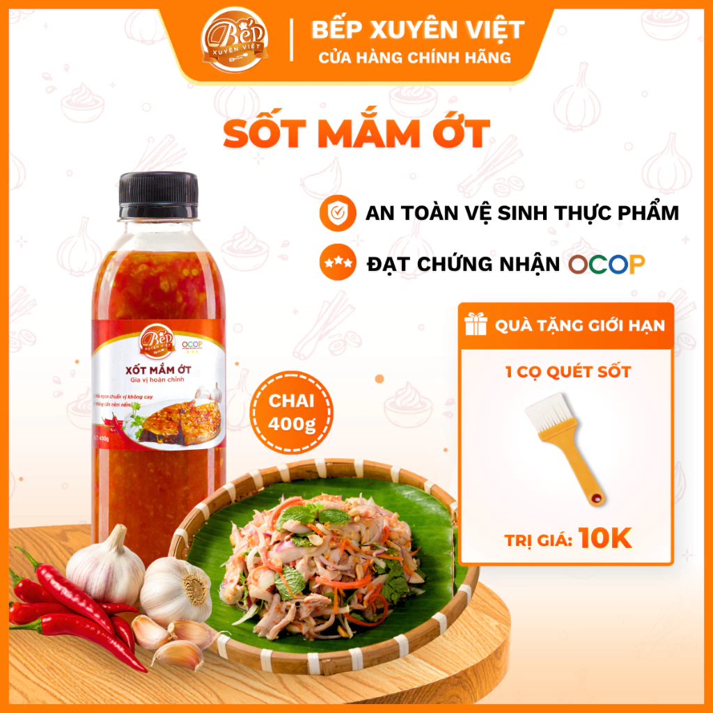 [HỎA TỐC] Sốt mắm ớt cho gà - cá chiên sốt mắm tỏi Bếp Xuyên Việt 400g, thịt luộc chấm mắm tỏi