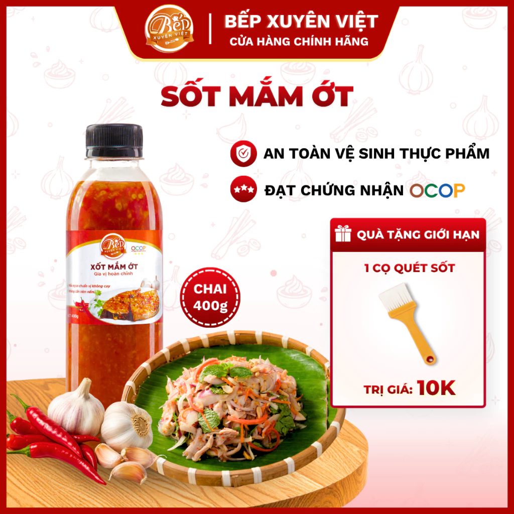 [HỎA TỐC] Sốt Gà Chiên Nước Mắm Bếp Xuyên Việt 400G - Gà, Cá Chiên Nước Mắm Tỏi Ớt dùng cho 2kg thịt