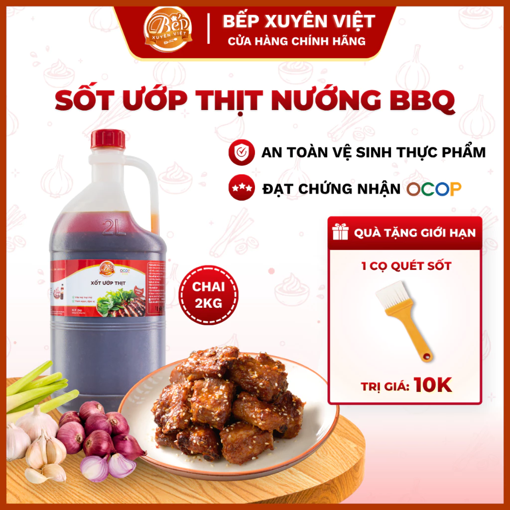 [HỎA TỐC] Sốt Ướp Thịt Nướng BBQ Bếp Xuyên Việt 2KG – Ướp 10KG Thịt, Dùng Cho Thịt & Hải Sản