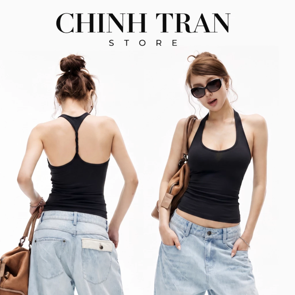 Áo Ba Lỗ Nữ Cổ Chữ U Lưng Kiểu Xoắn Dây Dáng Ôm Body Sexy Cá Tính - CHINH TRẦN STORE