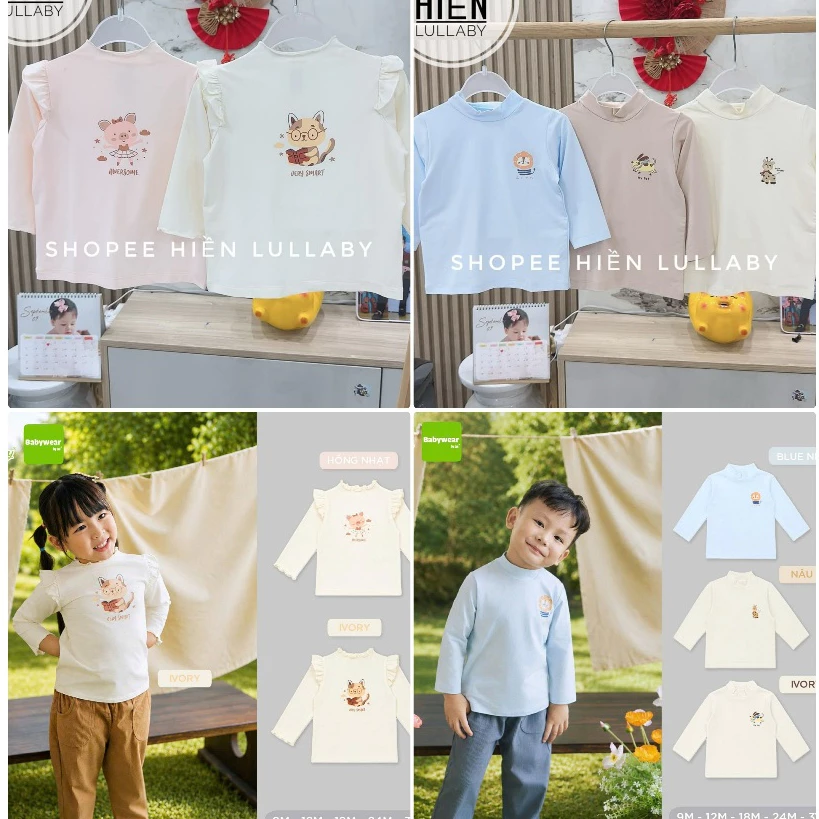 [Lullaby/Chính Hãng] Áo cổ lọ Lullaby chất petit, interlock cotton cao cấp