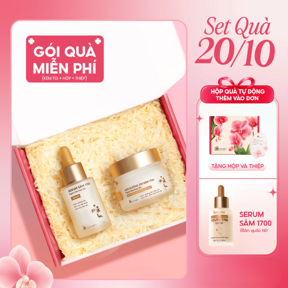 [Set Quà Tặng 20/10] Combo Serum & Kem Dưỡng Sâm 1700 Ngừa Lão Hóa Cỏ Mềm | Quà Tặng Mẹ, Vợ, Người Yêu, Đồng Nghiệp