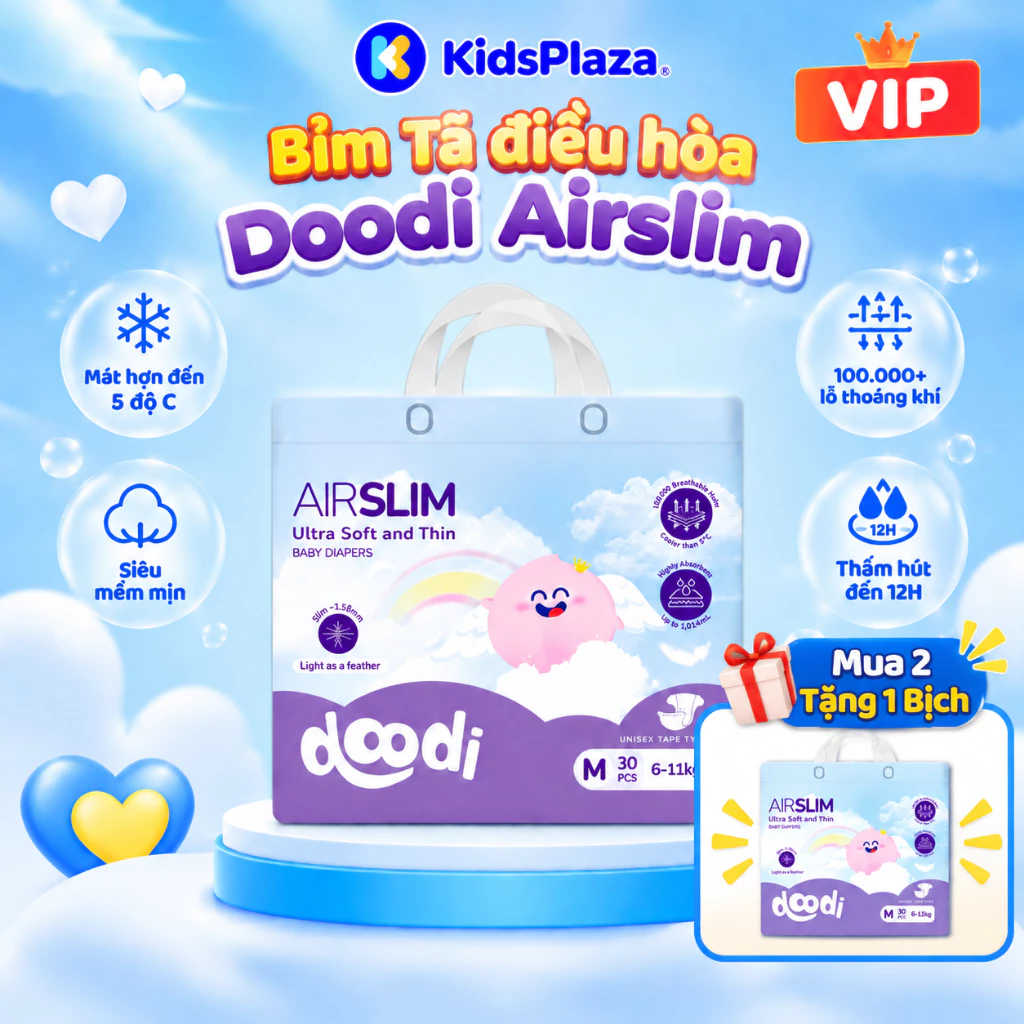 [M2] Bỉm - Tã điều hòa Doodi AirSlim ban ngày cho bé