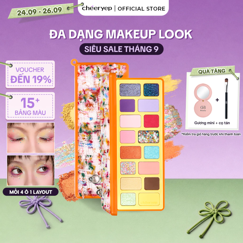 Bảng Phấn Mắt Cheeryep 16 Ô Phấn Mịn Dễ Phối Màu Trang Điểm Mùa Hè Nổi Bật Bản Giới Hạn Nhũ Lấp Lánh Lì Mịn / Matte