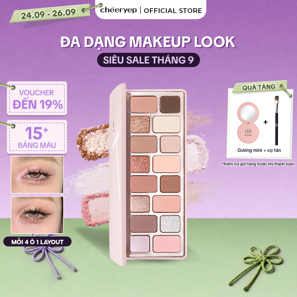 [LIVE] Bảng Phấn Mắt CHÉERYEP Hồng Đào Nhạt Đa Năng Dễ Dùng Trang Điểm Hằng Ngày Phấn Mịn Dễ Tán Bền Màu