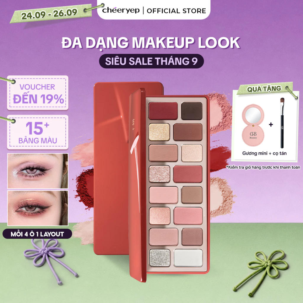Bảng Phấn Mắt CHEERYEP 16 Ô Natural Star Đa Năng Dễ Dùng Chuẩn Màu Lâu Trôi Đa Dạng Bảng Màu Nhũ Lì