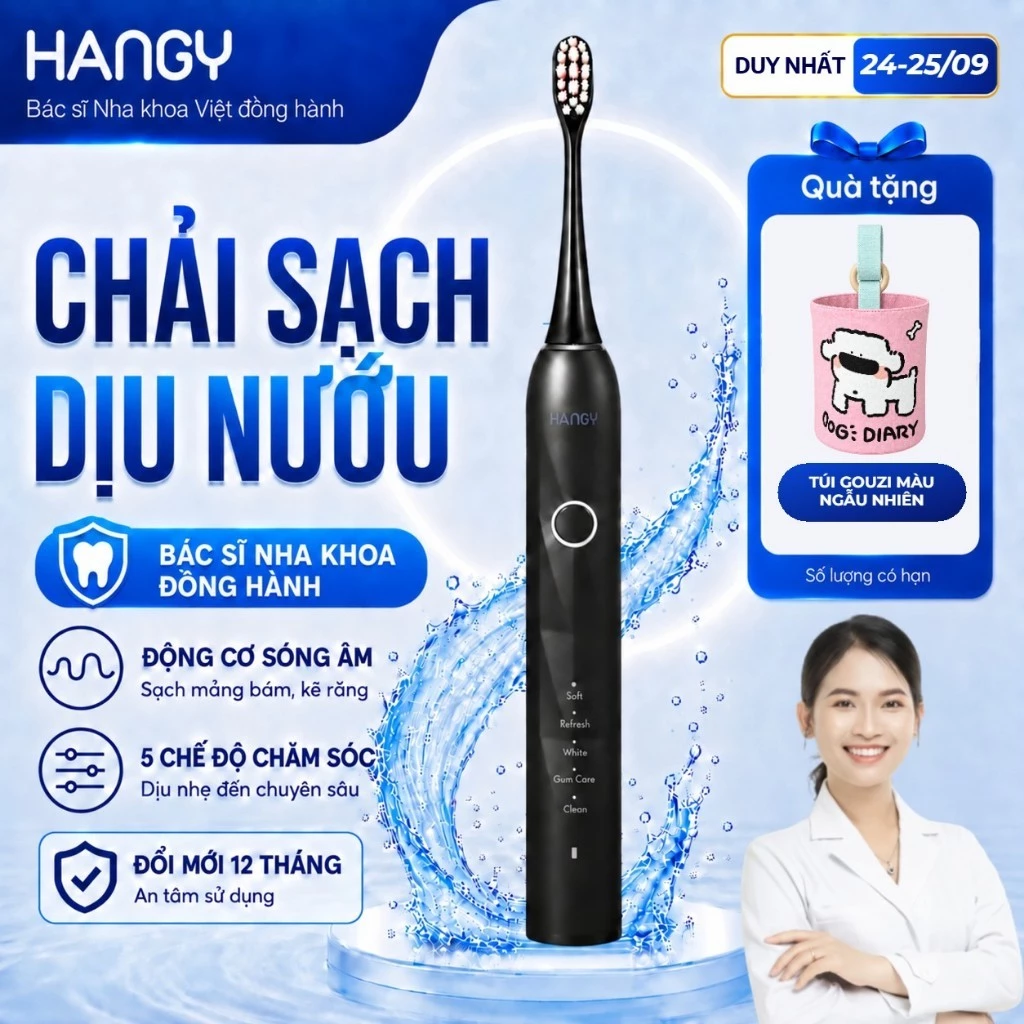 Bàn chải điện thông minh HANGY X1 & H1 Pro thế hệ mới - Chống nước IPX7