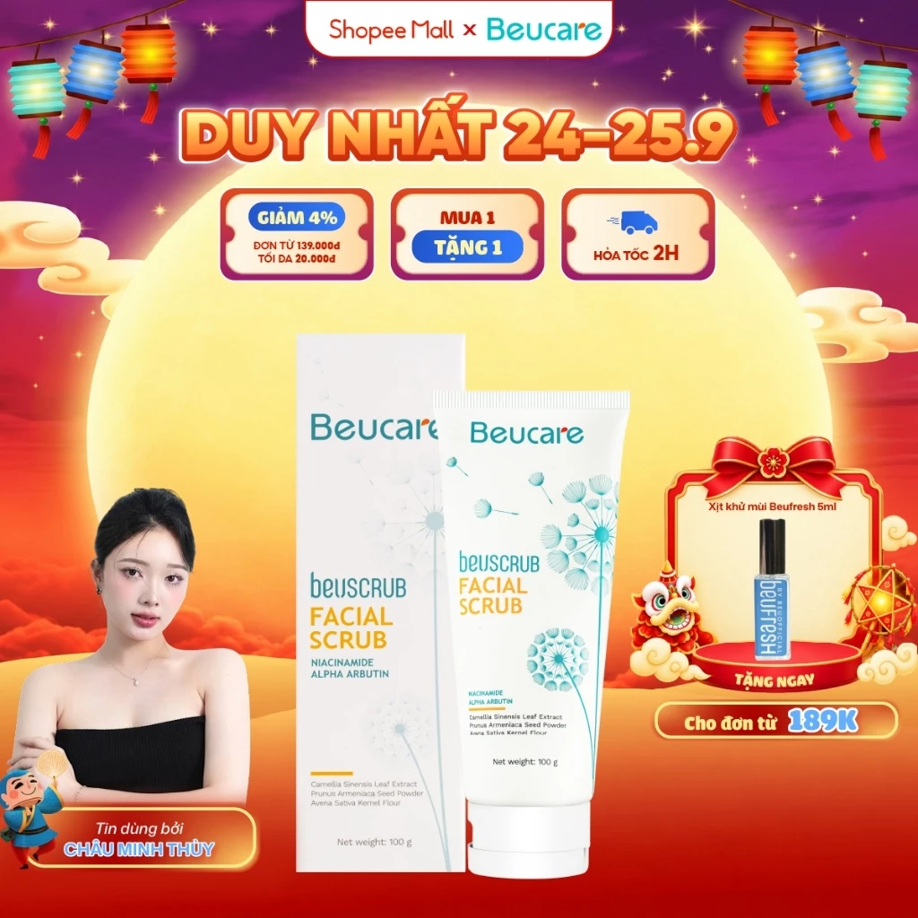[ Độc quyền livetream ] Tẩy tế bào chết mặt BEUCARE trà xanh, tẩy da chết mặt ,thấm hút dầu thừa , làm sạch da