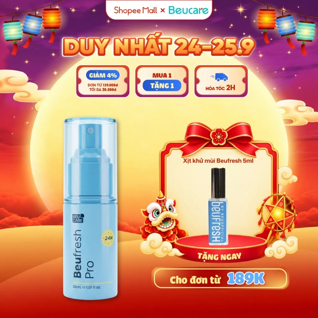 [Độc quyền Livestream] Xịt khử mùi toàn thân, lăn khử mùi BEUFRESH ngăn tiết mồ hôi, hạn chế mùi cơ thể 30ml