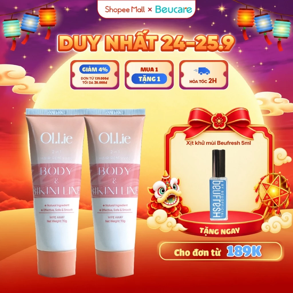 Combo Kem tẩy lông OLLIE , tẩy lông vùng kín, nách, tay, chân 70g