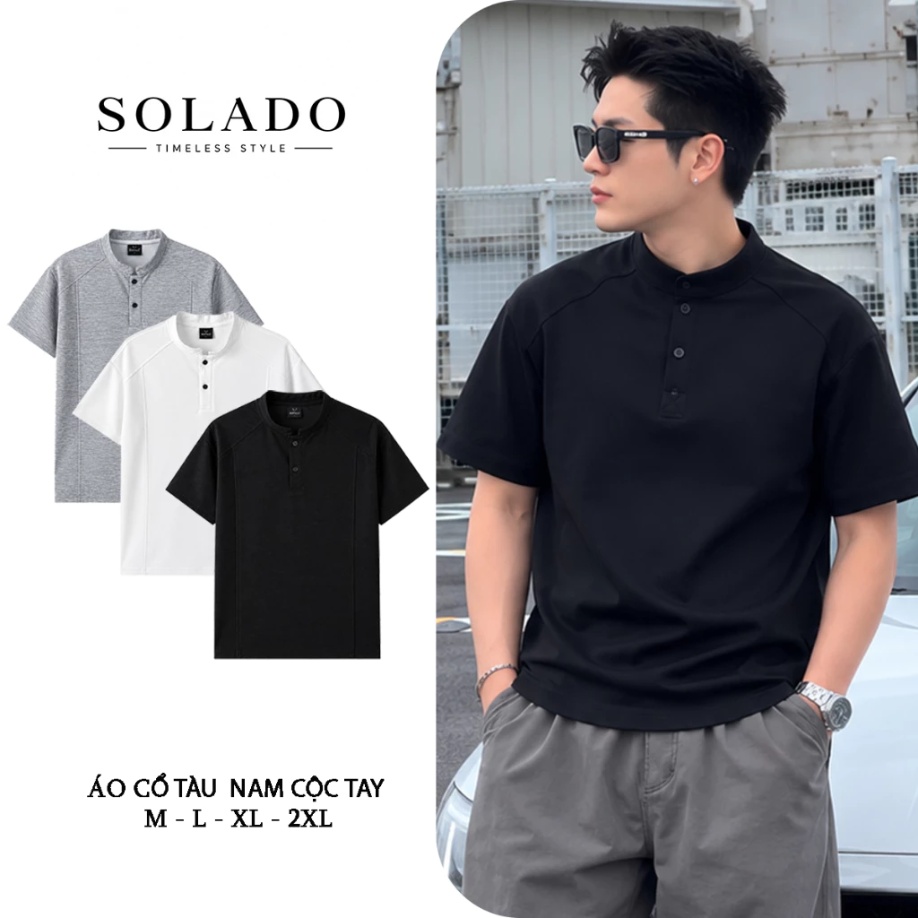 Áo Thun Cổ Tàu SOLADO Chuẩn Form Co Giãn Tốt Thấm Hút Mồ Hôi Mặc Mát Trẻ Trung AT15