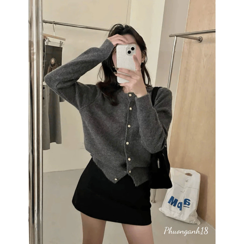 Áo Len Cardigan Nữ Dài Tay Cổ Tròn Cài Cúc Mỏng Nhẹ Mặc Thu Đông Đi Làm Đi Học Xinh Xắn Kiểu Tiểu Thư Ulzzang