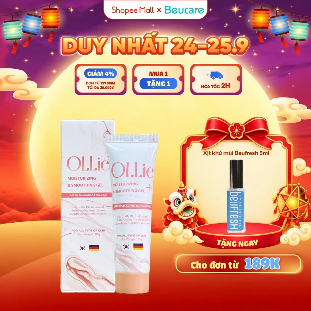 Kem dưỡng da Ollie sau tẩy lông làm dịu da, mềm mịn và làm chậm quá trình mọc lông chiết xuất thiên nhiên