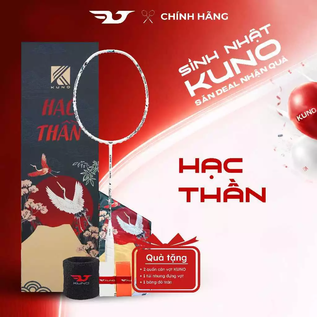 Vợt Cầu Lông KUNO Hạc Thần HT001 Tấn Công Uy Lực, Mạnh Mẽ, Chất Liệu Full Carbon T700 Cao Cấp,Trọng Lượng 4U G5 Full Box