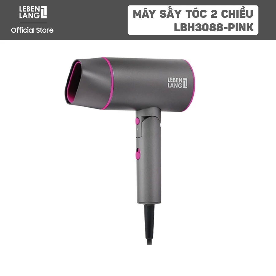 [Chính hãng] Máy sấy tóc Lebenlang LBH3088PINK, 2100W, sấy lạnh bấm giữ liên tục, gấp gọn, chống xơ rối ion âm