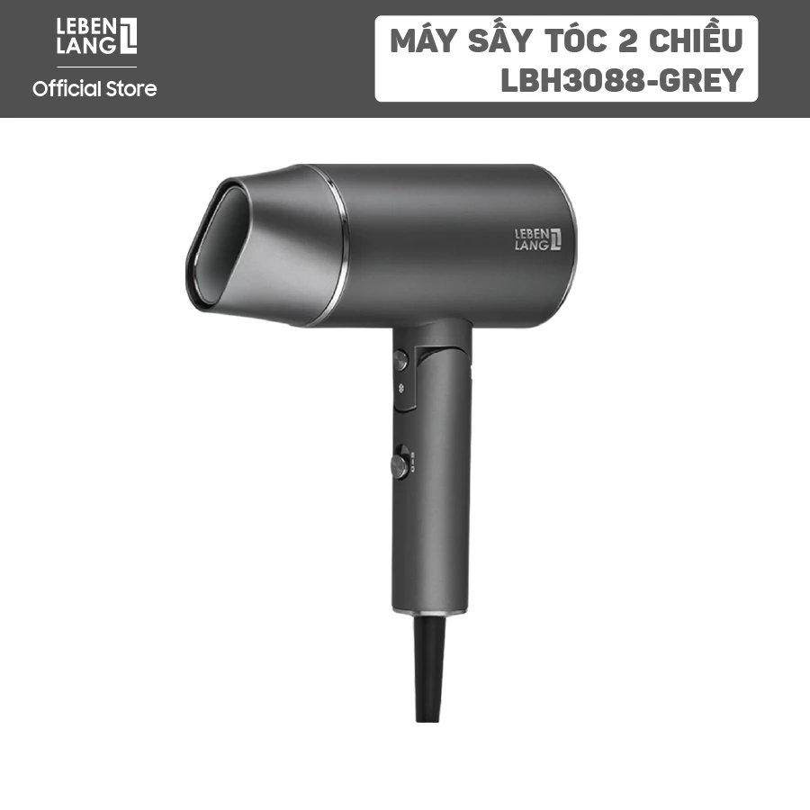 Máy sấy tóc 2 chiều nóng lạnh Lebenlang LBH3088GREY, 2100W, ion chống xơ rối, máy gấp gọn, BH 2 năm