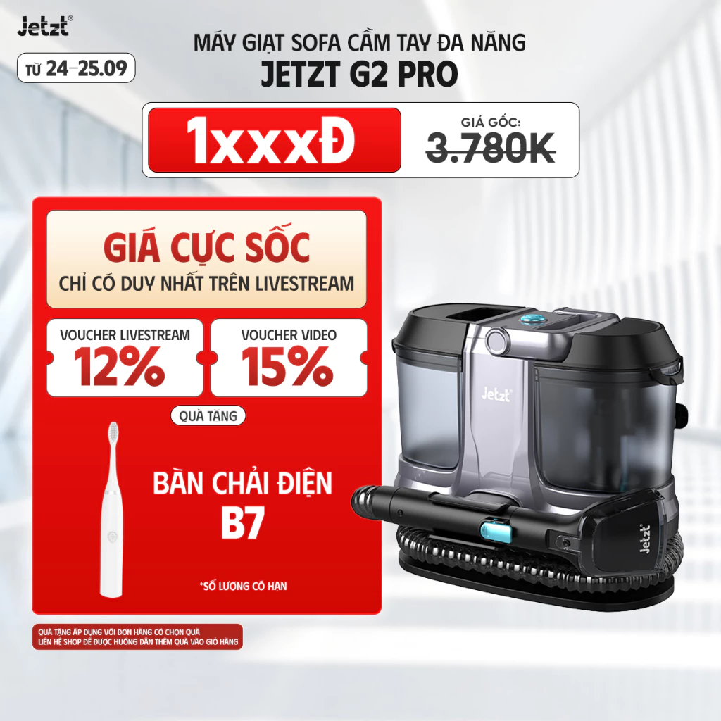Máy giặt sofa cầm tay cao cấp Jetzt G series - Giặt sofa, nệm thảm, cửa kính với lực hút mạnh mẽ 14.000PA