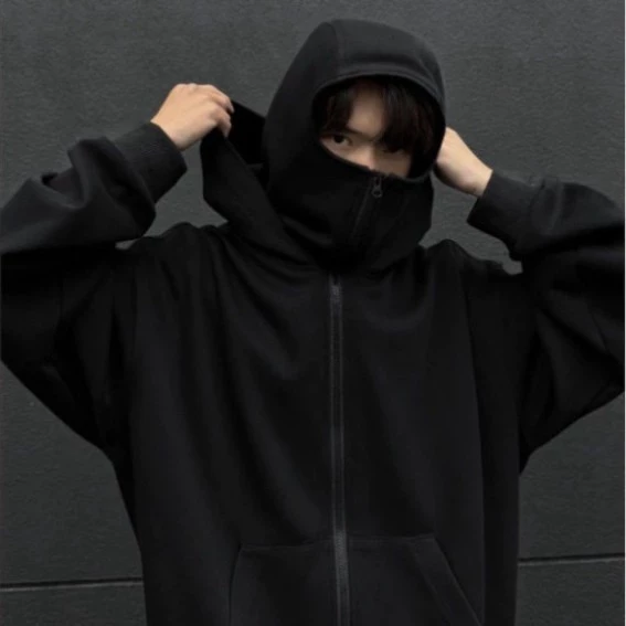 Áo Khoác Nỉ Hoodie Zip Boxy Ninja 2 Mũ Thiết Kế Trùm Đầu Form Rộng Nam Nữ Dài Tay Chất Nỉ Dày Dặn